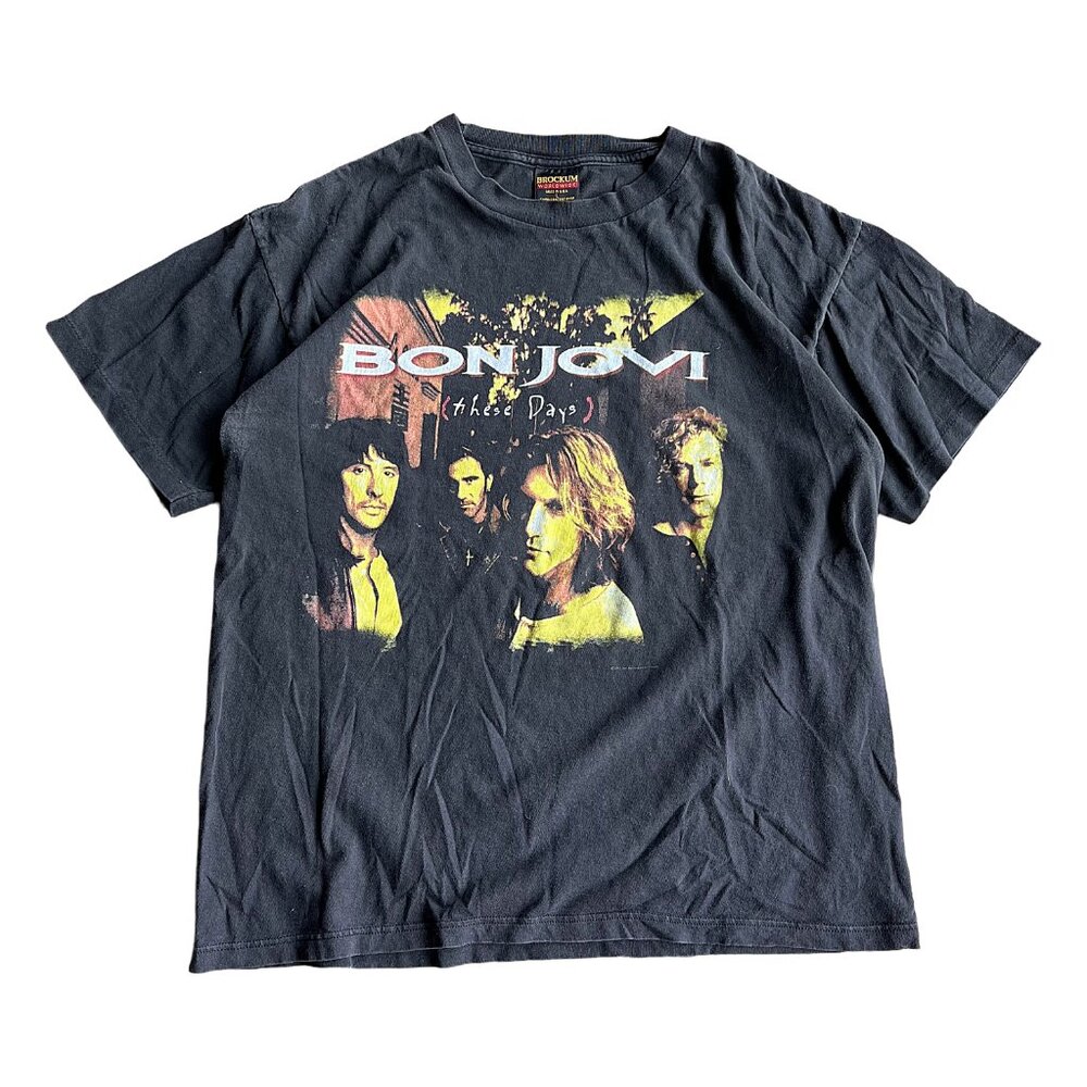 Vintage Brockum 1995 Bon Jovi These Days Tour Black T-shirt Size Large